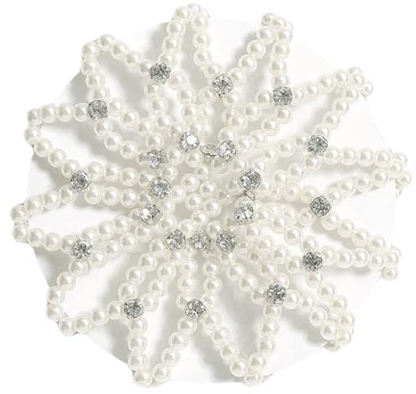 Recogedor para Moños | Redecilla Para El Pelo De Ballet Con Perlas Y Cristales | Sujetadores Para Cola De Cabello Para Bodas Fiestas | Eventos Formales Trabajo Danza Actuación En