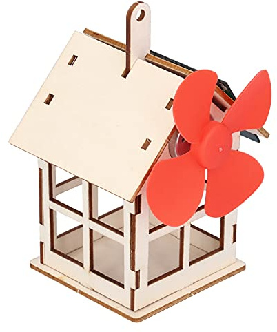 Generic Composite Wood Solar Powered Windmill House DIY Science Experiment Toy for Children