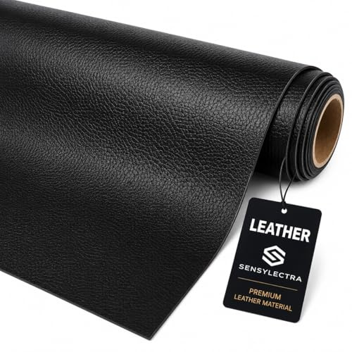 Sensylectra Kunstleder Meterware Schwarz,Wasserdichtes PVC-Leder,Weiches Kunstleder,Gekörntes Lederimitat (160 * 30cm)