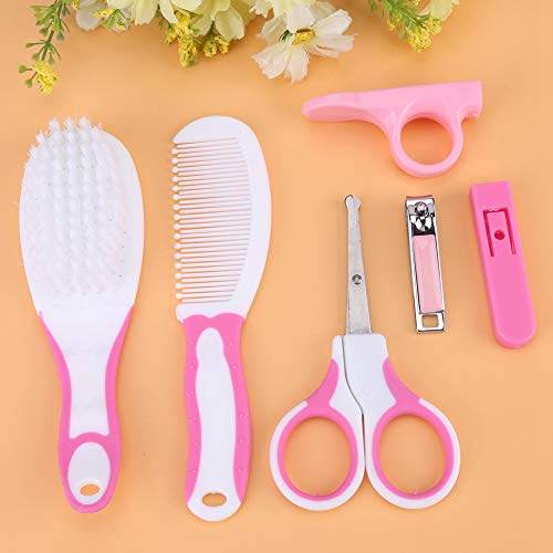 FTVOGUE Diseñado para la Seguridad, Cortaúñas para Bebés, Tijeras, Cepillo para el Cabello, Kit de Peine, Juego Completo de Cuidado del bebé con Fundas Protectoras, Portátil y Conveniente, Cabezal
