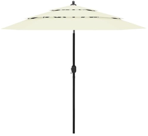 Toldo lateral, protección visual para balcón, protección contra el viento, sombrilla con mástil de aluminio de 3 capas, color arena, 2,5 m, para jardín
