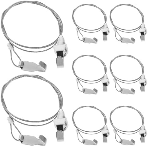 Baluue Kit de Colgar Cuadros Ajustable 8 Juegos con Alambre para Colgar de Alta Resistencia Ganchos Metálicos para Marcos de Fotos y Espejos Cuerda de 1 Metro para Exhibición en