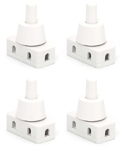 4 interruptores de botón de luz de encendido/apagado empotrados con rosca y tapa de rosca 220 V ~ 60 Hz 10 A para lámpara de escritorio, enfriador de aire, diámetro de montaje de plástico blanco
