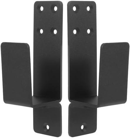 HEALEEP Soporte de Barricada para Puerta de Seguridad en Forma de U, Acero Resistente Negro, Kit 2 Piezas para Pestillo y Barra, Herrajes para Puerta Corredera y Protección Doméstica
