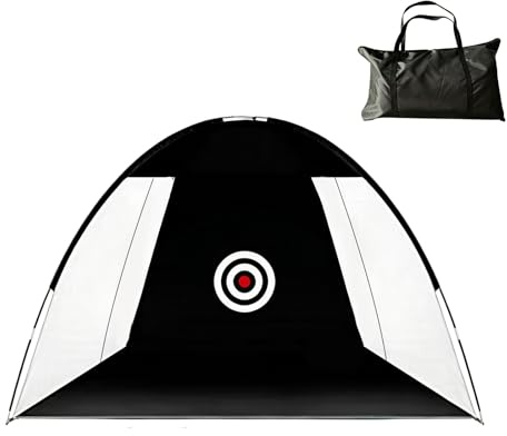 Portable Golf Practice Net with Target Cloth, Foldable Hitting Net for Indoor Outdoor Use, Easy Assembly Driving Net with Carry Bag & Stakes, Garden Backyard Home Training Aid for All Levels