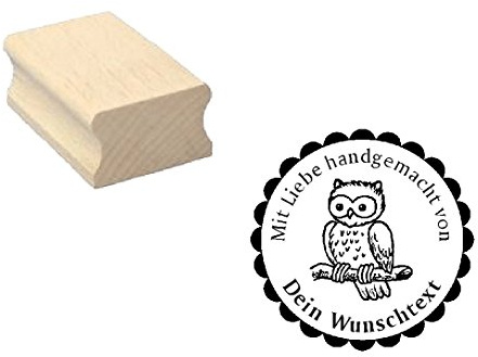 Motivstempel Handmade Stempel - niedliche Eule - mit persönlichem Wunschtext oder Namen
