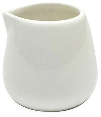 Chef-Hub White Ceramic Mini Milk Jug, Milk Creamer Pitcher Sauce, Syrup Server for Kitchen Home Decor Gift, 3oz, Pack of 6