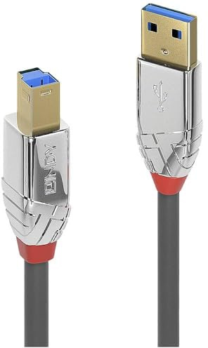 Lindy 0.5m USB B 3.0 Cable, USB-A Male to USB-B 3.0 Male Type B, Monitor, for External Hard Drive, Scanner, Printer, Cromo Line