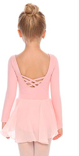 Zaclotre Ballet Leotards for Girls Toddler Classic Long Sleeve Criss-Cross Back Dance Dress Ballerina Outfits