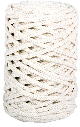 Rayher Braidy återvunnet garn, flätad, 4 mm Ø, elfenben, 250 g nystan, löplängd ca 60 m, stickgarn, virkgarn, textilgarn, pysselgarn, 42010104