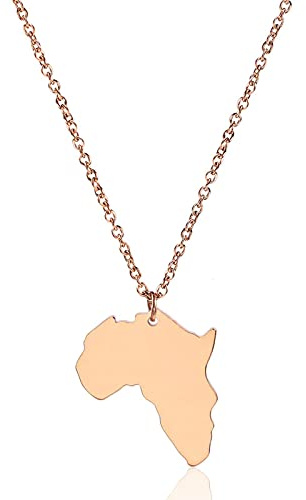 ANAZOZ Halskette Frau Damen Afrika Karte Edelstahl Rosegold Damenketten