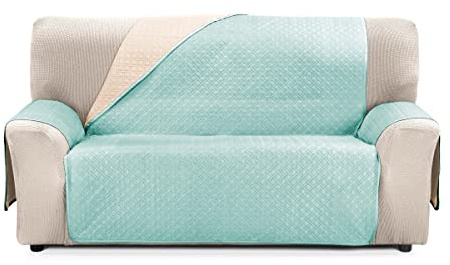 Cardenal Textil Rubí tvåfärgad vändbar sofftäcke, polyester, akvamarin, Ecru 3-sitsig