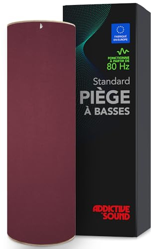 Addictive Sound Bass Trap Cylindre Standard 98x30cm, Rouge Profond | 98x30 cm, 80-210 Hz, noyau en laine minérale, autoportant et empilable dans les angles, fabrication UE, garantie 36 mois