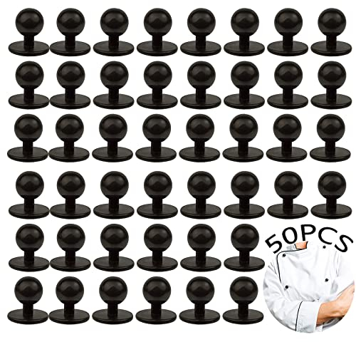 XOYTCVSYFS8 Knopfleiste Für Kochjacken 50 Stück 18 X 11x 16mm Kochknöpfe Mit Ø 11 Mm Kopfdurchmesser Knopfleisten Kochjacke Kugelknopf Kunststoff Kugelknöpfe ​knöpfe Koch Knöpfe Jacke Küche (Schwarz)