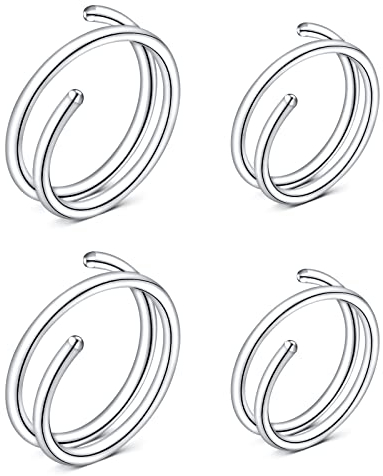 Mayhoop 20G Nasenringe Hoops Doppelter Nasenring 8mm/10mm Nasenpiercing Ringe Edelstahl für Frauen Silber 2 Paar