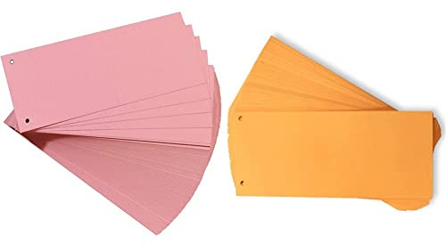 Oxford Trennstreifen, aus Karton, gelocht, 190 g/m², rot, 100 Stück & Trennstreifen, aus Karton, gelocht, 190 g/m², orange, 100 Stück