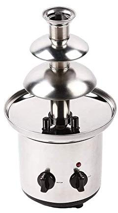 Chocolate Fondue Fountain 2 Pound Capacity Easy To Assemble 3-Tiers Perfect for Nacho Cheese BBQ Sauce Ranch Liqueurs Silver