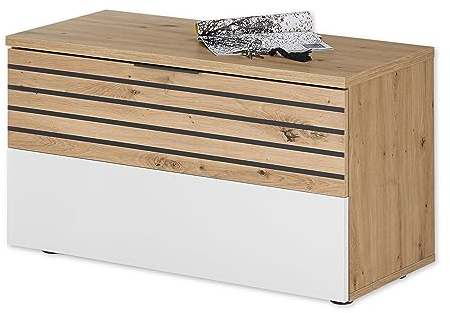 33-023-T2 Garderobenbank MILAN Sitzbank für Schuhe Artisan Eiche Nb. / Weiss ca. 85 x 45 x 38 cm