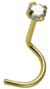Generisch I Nasenstecker I Echter Diamant + Echt 14k Massiv Gelbgold I Maße: 1,0 x 6 x 1,4 mm I Die Echtheit des nebenstehend beschriebenen Artikels wird hiermit garantiert I 46006-6 I