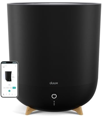 Duux Neo Ultrashall Luftbefeuchter Leise 5L - Smart Air Humidifier - Raumbefeuchter für Schlafzimmer, Kinderzimmer und Pflanzen - Schwarz