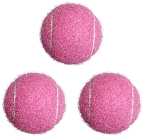 HPWFHPLF Tennisbälle, 3 Stück, fortgeschrittene Trainings- und Übungs-Tennisbälle für Anfänger, hohe Sichtbarkeit, Haustier-Hunde-Spielbälle (Rosa)