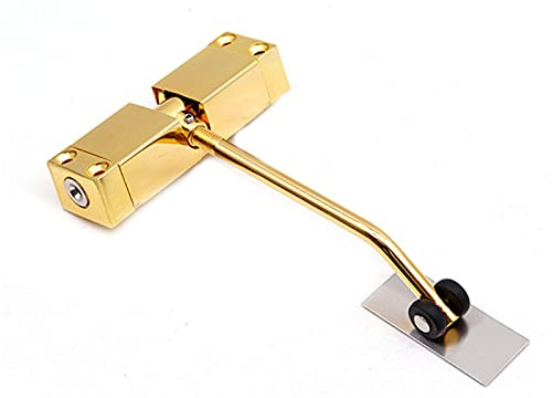 Risegun Automatischer Türschließer, Einstellbar Türschließer Innentür Stangentürschließer justierbare Türfeder mit Rollen für Haushaltsinnentüren(Gold)