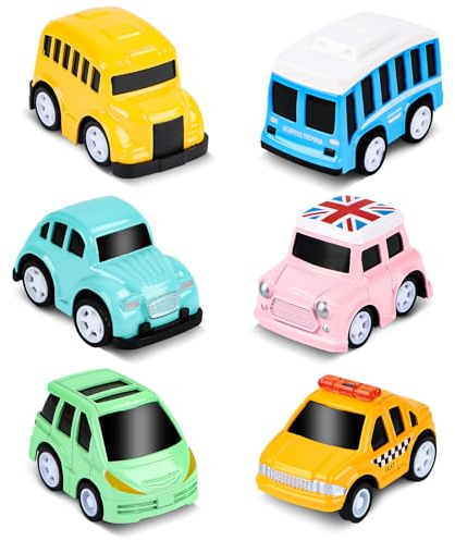 6 Stück Zurückziehen Spielzeugautos, Mini Rückziehauto Spielzeugauto, Aufziehauto mit Rückzug, Kleine Auto Kinder Spielzeugautos Set, Spielzeug Auto für 3-12 Jahre Jungen Mädchen Geschenke