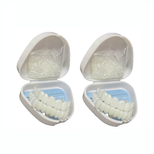 Flipped Warmth 2 Paare Zähne Zum Aufstecken, Veneers Zähne Set Oben Und Unten, Kosmetische Veneers Zähne Aufhellung Zahnersatz, Kosmetische Veneers Zähne Aufhellung Zahnersatz