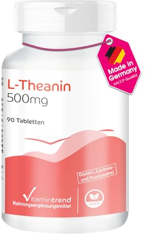 L-Theanine 500 mg - 90 tabletter - aminosyra - 500 mg L-theanine per daglig dos - hög dos - säker dos - vegan - biotillgängliga kosttillskott från Tyskland | Vitamintrend