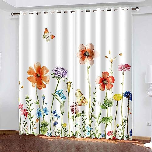 Vorhang Blickdicht Gardinen Mit Ösen - 2 Stücke 2 X 70 X 160 Cm Verdunklungsvorhänge 3D Roter Blumenschmetterling Muster Thermovorhang Für Schlafzimmer Wohnzimmer Weihnachtsgardinen -4W8B0H9K1L1R2W4N8