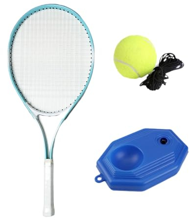 JISADER Tennistrainer, Ball, Selbstübung, professionelles Hilfsmittel, tragbar für Kinder und Erwachsene, Werkzeug mit Schläger, Park, Hinterhof, Blauer Schläger