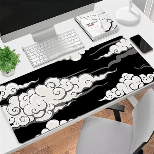 Xinyuer Mauspad XXL Schwarze Wolken Mauspad Gaming 600x300x2mm Große Tastaturmatte Waschbares mit Rutschfester Basis für Zuhause und Büro