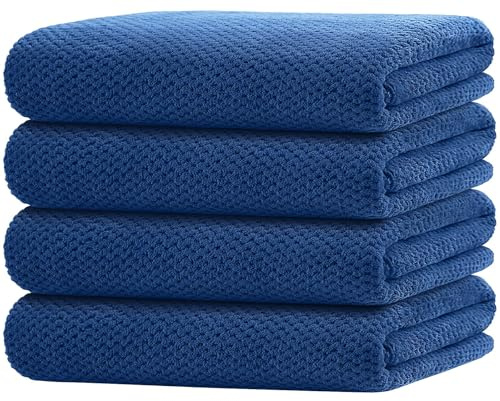 HOMEXCEL Bath Towel Set Pack of 4, 30 x 60 Inches Large Microfiber Bath Towels, Soft, Absorbent, and Quick Dry Towels for Bathroom, Pool, Beach, Swim, and Yoga, Large Bathroom Towels, Blue