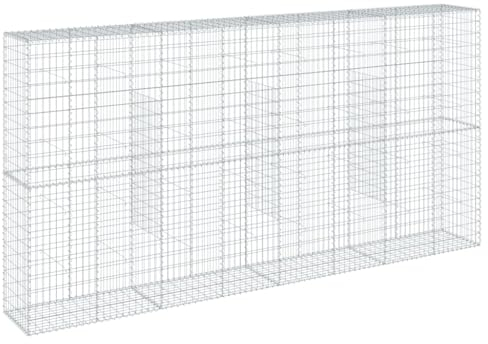 vidaXL Cesta de gaviones con Cubierta Hierro galvanizado 400x50x200 cm, Muro de gaviones, Muro de contención de gaviones, Valla de gaviones, gaviones
