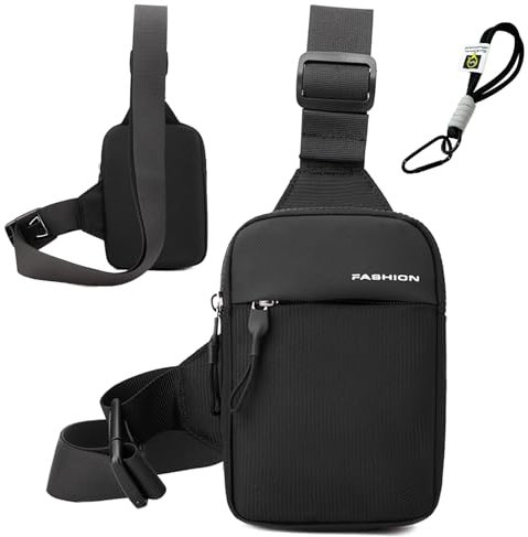 lomdung Unisex Schultertasche mit Karabiner, Wasserdicht Stylische Sling Bag Herren Damen, Verstellbare Schultergurte Umhängetasche, Kompakt Bauchtasche für Reisen Wandern Radfahren Camping