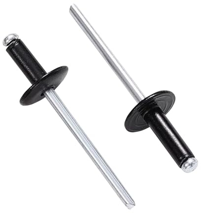 Maozaa 50 remaches ciegos de aluminio negro de brida grande de 3/16 x 5/8 pulgadas, remaches ciegos para metal de 4,8 x 16 mm