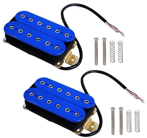 4 pickup per chitarra elettrica a 6 corde, Humbucker, a doppia linea, regolabile, con vite esagonale, colore blu