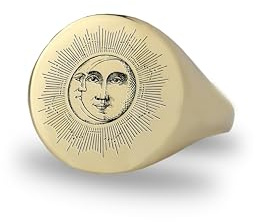 Mond und Sonne Siegelring - Personalisierte Mond Ring - 14k Gold Sonne Siegelring - Bold Aussage Ring - Unisex Ring