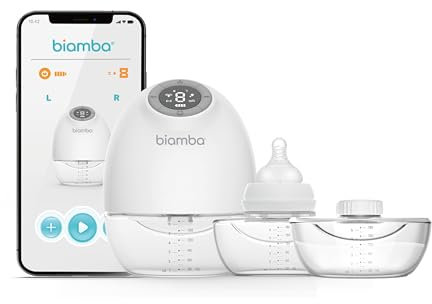Biamba Pump Pro Portable Breast Pump Hands Free - 180mL Capacity Wearable Breastfeeding Pumps with App Control, Electric Hands Free Breast Pumps with 3 Modes, 9 Suction Levels, Slim Design, Single