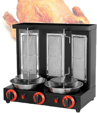 LwiftGal MáQuina para Asar A La Parrilla, para Hacer Kebab, Gyro, A Gas, para Cocinar Pollos, con Quemadores, para El Hogar, El Exterior, El JardíN, Asador, Estufa De Barbacoa,Black-L