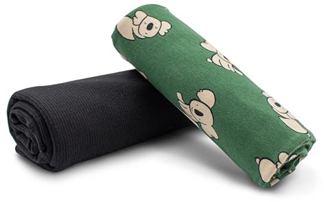 VmG-Store Jerseytyg, set, färgkoordinerad, design + enfärgad, 0,5 m x 1,5 m, 95 % bomullstyg, 5 % elastan, Tex Standard 100 (koala + RIB, svart, set30)