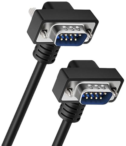 Hanprmeee Dual Right Angle DB9 9 Pin Serial Cable, DB9 9 Pin Serial Cable Male to Male RS232 Straight Through, Laptop for Scanner, Modem, Printer, Plotter, Camera and More (0.5M)