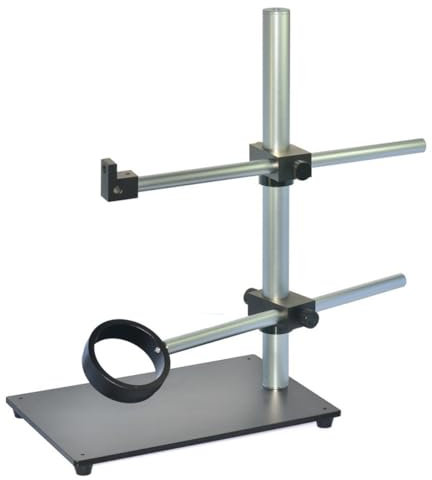Microscope Observation Dual Arm Rotatable Boom Microscope Table Stand Aluminum 56mm Ring Holder