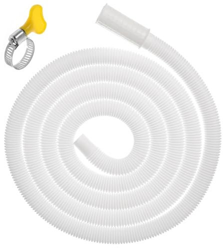 CLISPEED 2m Washing Machine Drain Hose Flexible Air Conditioner Drainage Tube Clamp Compatible Taps for Semi-Automatic Washers and Outlets
