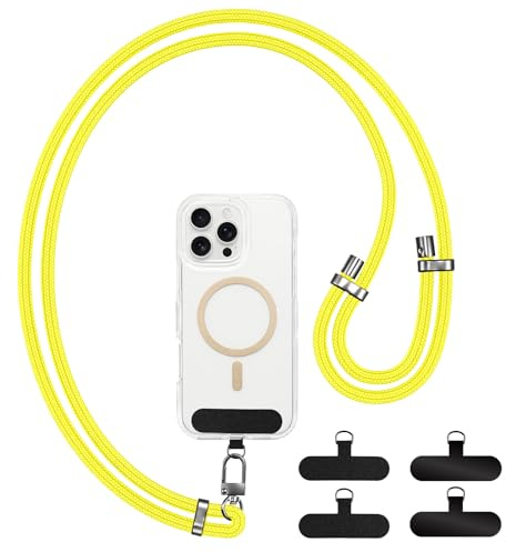 Universellt Telefonremme, Justerbar Nylonrem med 4 Lappar för Män och Kvinnor, Kompatibel med Alla Smartphones med Fodral för Utomhusaktiviteter, Resor och på Språng
