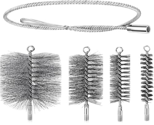Kit de cepillo de limpieza de chimenea, juego de cepillos de tubería de estufa, desatascador flexible para estufas de leña, secadoras, calderas, parrillas y chimeneas, construcción de acero inoxidable