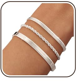 ZOERAY Bracelet Femme Or Argent Ensemble Chaîne Bracelets Plaqué Or Femme 18 Carats Serpent Twist Empilable Lot Bracelet Jonc Doré Argent Reglable Bangles Bijoux Fantaisie Cadeau pour Femme Fille