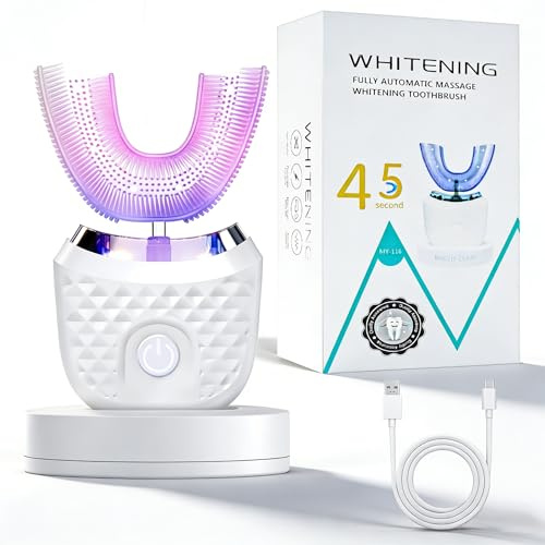 Spazzolino da denti automatico ad ultrasuoni, spazzolino elettrico sonico con timer, pulizia rotonda a 360°, impermeabile IPX7, spazzolino a ultrasuoni per adulti, efficace pulizia profonda