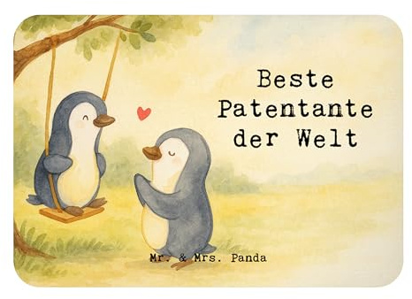Mr. & Mrs. Panda Magnet Pinguin Beste Patentante der Welt Design - Geschenk, Pinnwandmagnet, Dankeschön, haftmagnet, whiteboardmagnet, Kühlschrankmagnet, Neffe, Danke, zettelhalter, Familie, Nichte