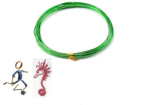 10 Meter Bunte Basteldraht aus Aluminium mehrfarbiger Schmuckdraht Aluminiumdraht Weicher & Biegsamer Draht Aludraht Dekodraht zun Basteln für DIY Schmuck Modellen Skulpturen Handwerk Grün 0.6mm